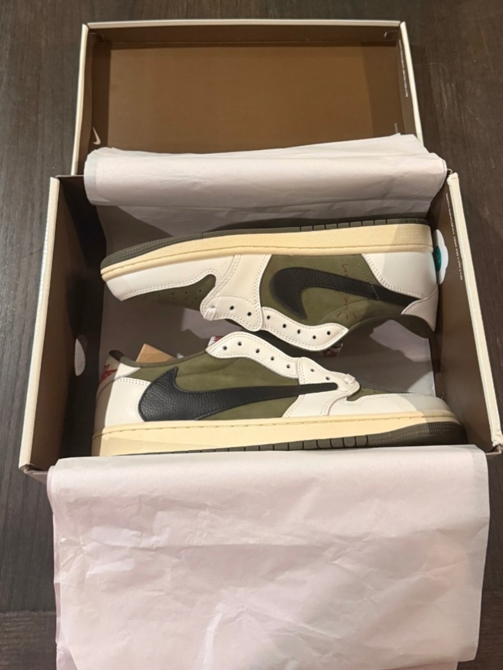 Jordan 1 Low Travis Scott Olive New In Box Size 11